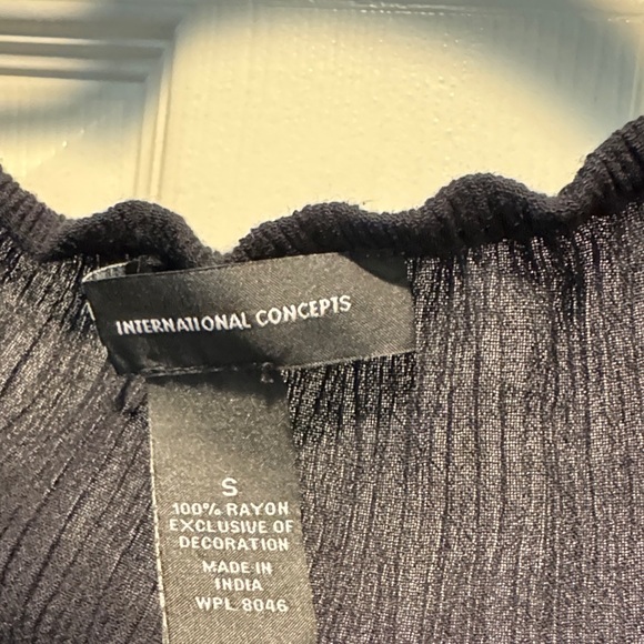 INC International Concepts Black Gauze Long Sleeve Blouse Small - Picture 3 of 7